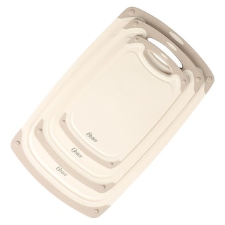3 Piece Plastic Cutting Board Set with Juice Grooves in Taupe