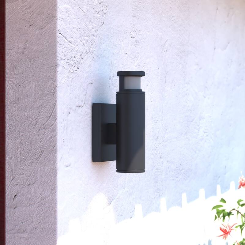 Chiasso Black LED Motion Sensor Dusk to Dawn Dark Sky Outdoor Wall Light - 4.5-in W x 9.75-in H x 4.75-in D - Textured Black - 4.5-in W x 9.75-in H x 4.5-in D