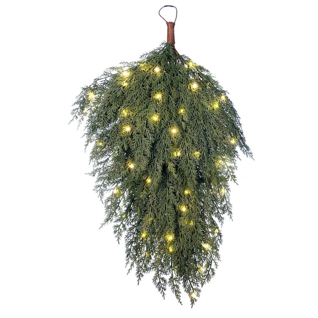 Pre-Lit LED Teardrop Swag - Cypress - 30