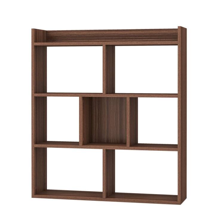 7 Cubes Open-Back Bookshelf with Anti-Toppling Devices - 31.5" x 8" x 35.5" (L x W x H) - Walnut