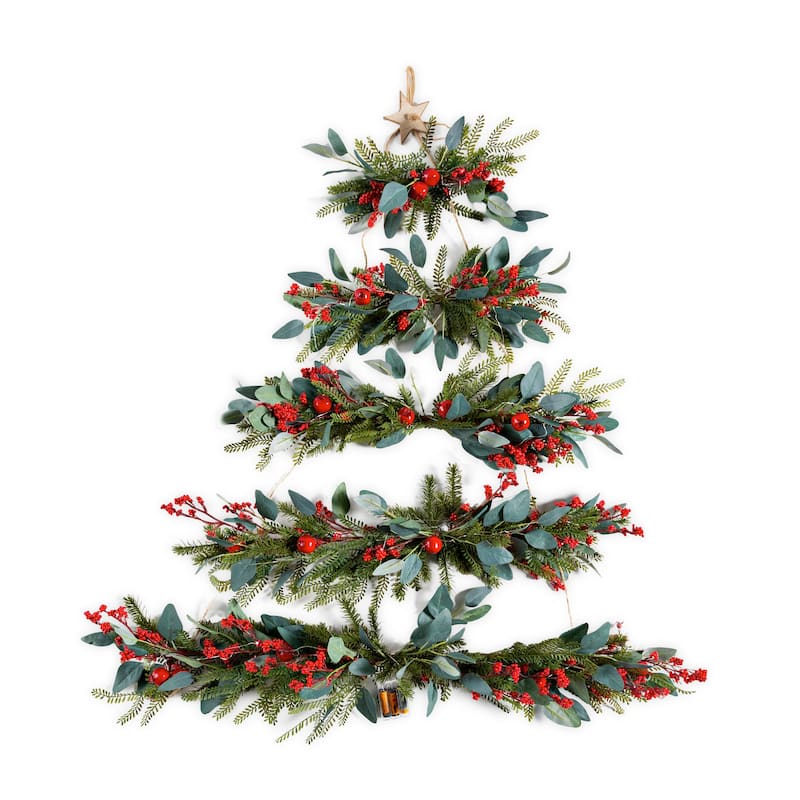 43 in. Lighted Hanging Wall Christmas Tree