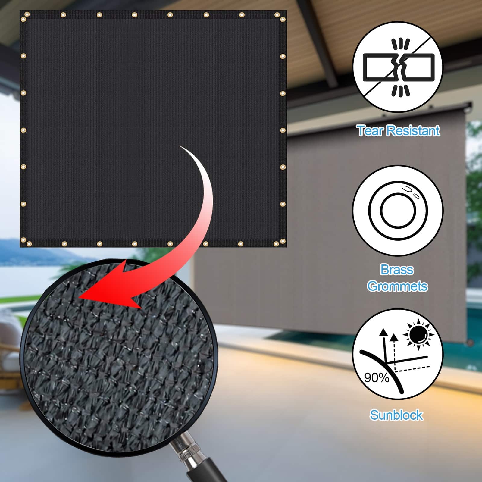 Artpuch Shade Fabric Sun Shade Cloth with Grommets GN08 for Pergola