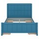 preview thumbnail 9 of 8, Full Size Platform Bed with Drawers and Storage Headboard, Wood Bed Frame with Wooden Slat Support, No Box Spring Needed, Blue
