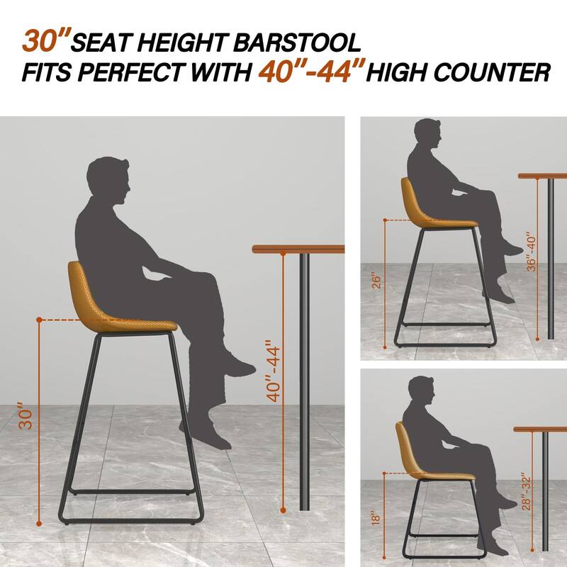 Bar Height Bar Stools Set of 2, Barstools with Backs, Modern Bar Stools for Kitchen Island, Bar Stools 30 Inch Seat Height