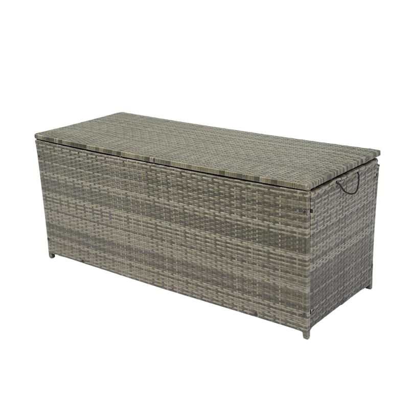 Outdoor Storage Box, 113 Gallon Wicker Patio Deck Boxes with Lid, Outdoor Cushion Storage for Kids Toys, Pillows