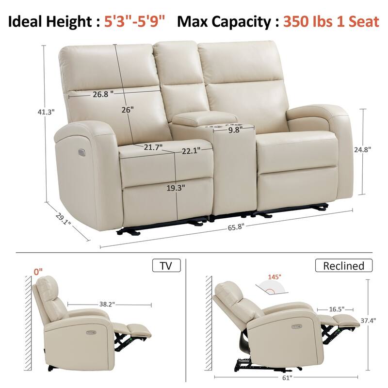 Zero Wall Recliner Loveseat with USB & Type-C Dual Ports, for Small Space, Living Room