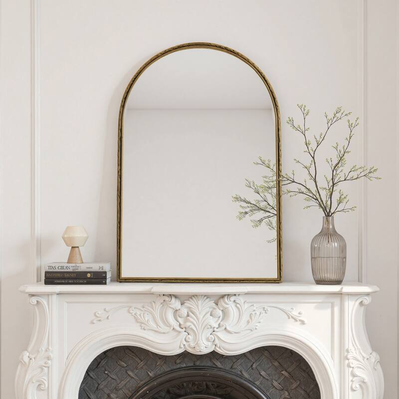 Gold Arched Wall Mirror - Bathroom Vanity & Home Decor