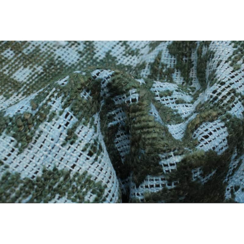 ECARPETGALLERY Hand-knotted Color Transition Green, Teal Wool Rug - 2'4 x 10'4