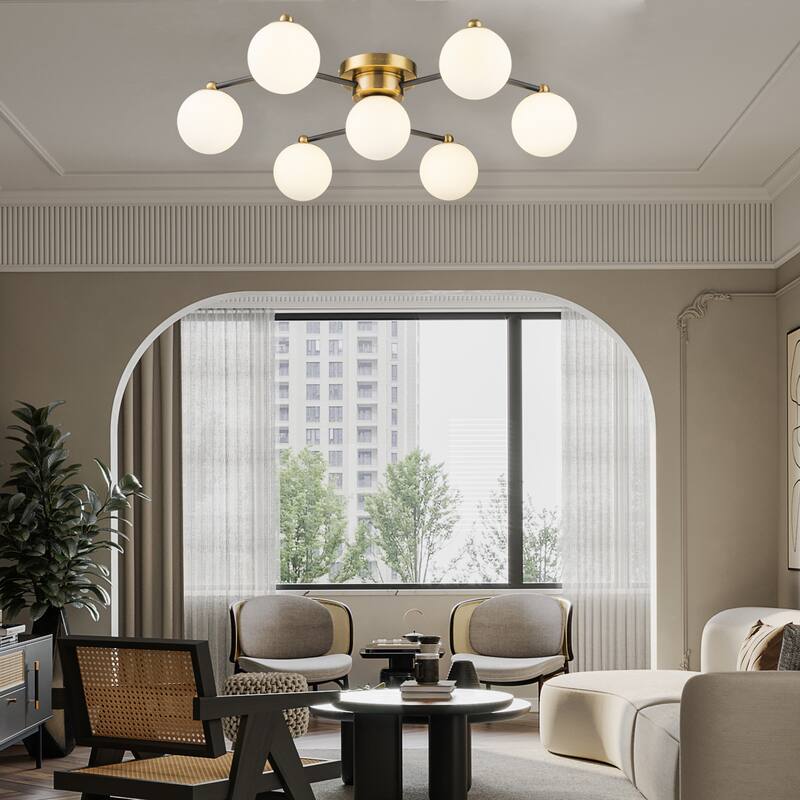 Enzo 7-Light Mid Century Modern Semi Flush Mount Ceiling Light - 23 in. Wide