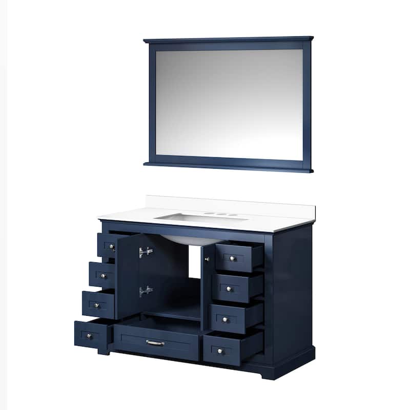 Dukes 48 in. W x 22 in. D Navy Blue Single Bath Vanity, White Quartz Top, and 46 in. Mirror