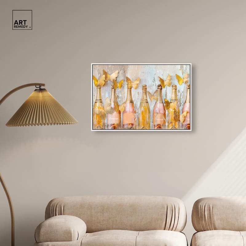 Golden Bright Campagne Line Canvas by Art Remedy