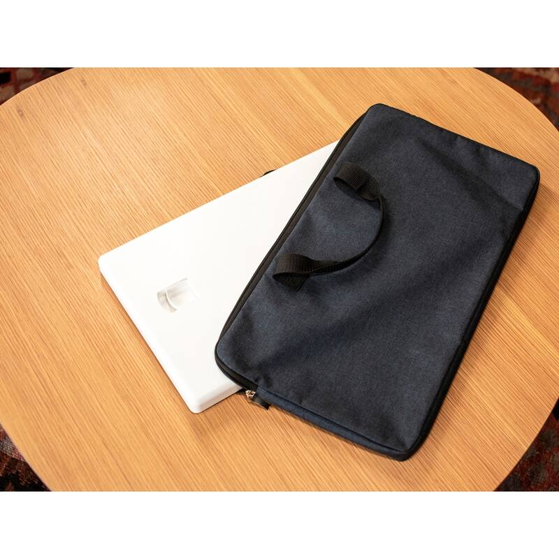 Rocelco 19 in. W Black Portable Standing Desk Riser Converter Height Adjustable Travel Laptop Keyboard Raising Workstation