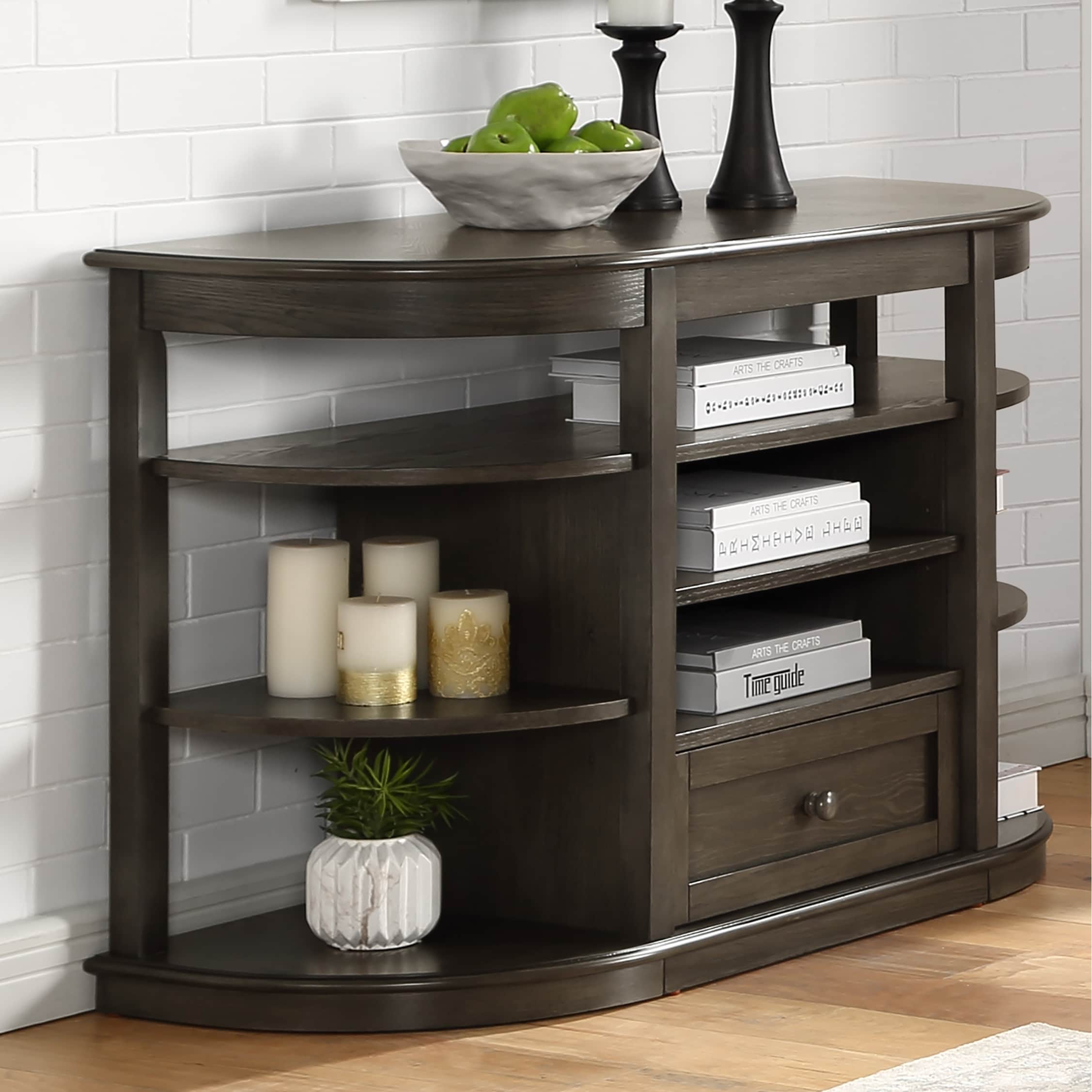 Furniture of America Marquess Transitional Grey 48-inch Rubberwood 7-Shelf Sofa Table