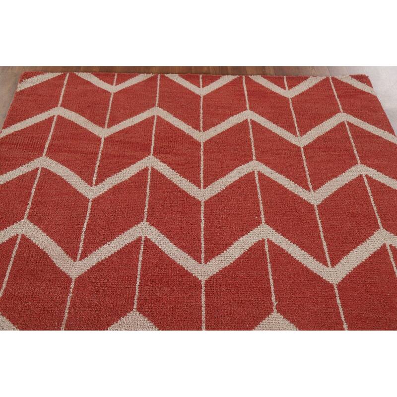 Hand Knotted Oriental 100% Wool Carpet Modern All-Over Red Gabbeh Area Rug - 7' 11'' X 4' 11''