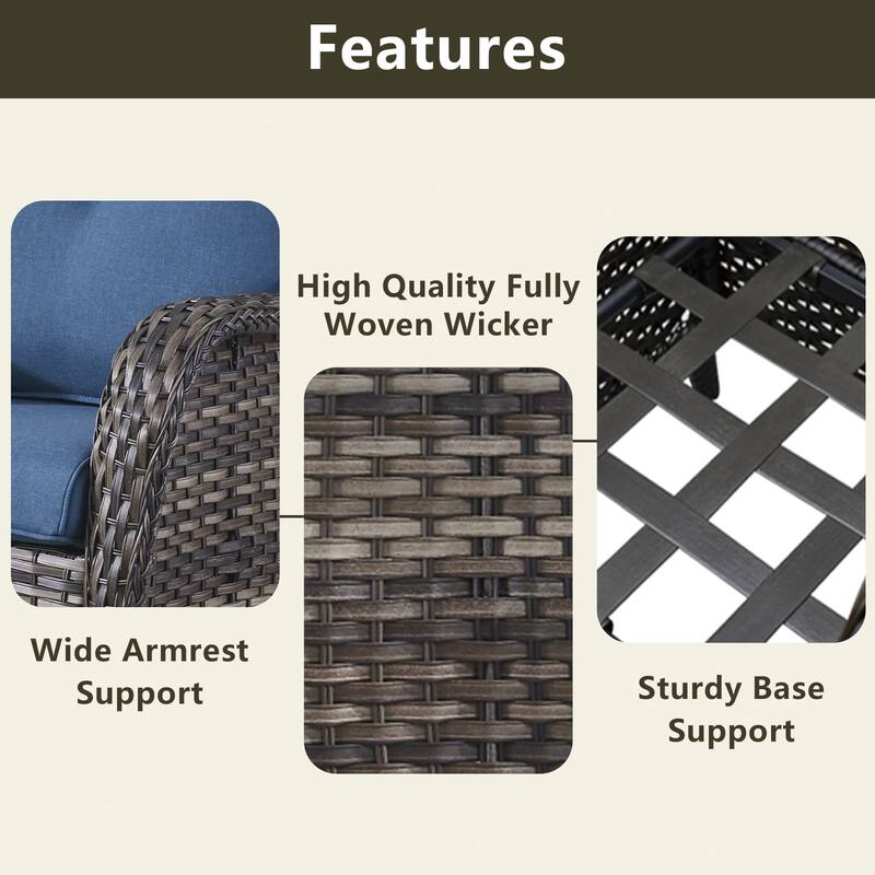 Pocassy Patio Fire Pit Table with Swivel Chair Side Table