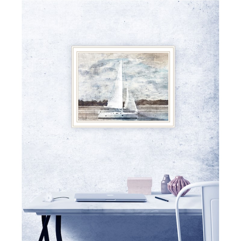 TrendyDecor4U Contemporary "Sailboat on Water" Framed Print Wall Art