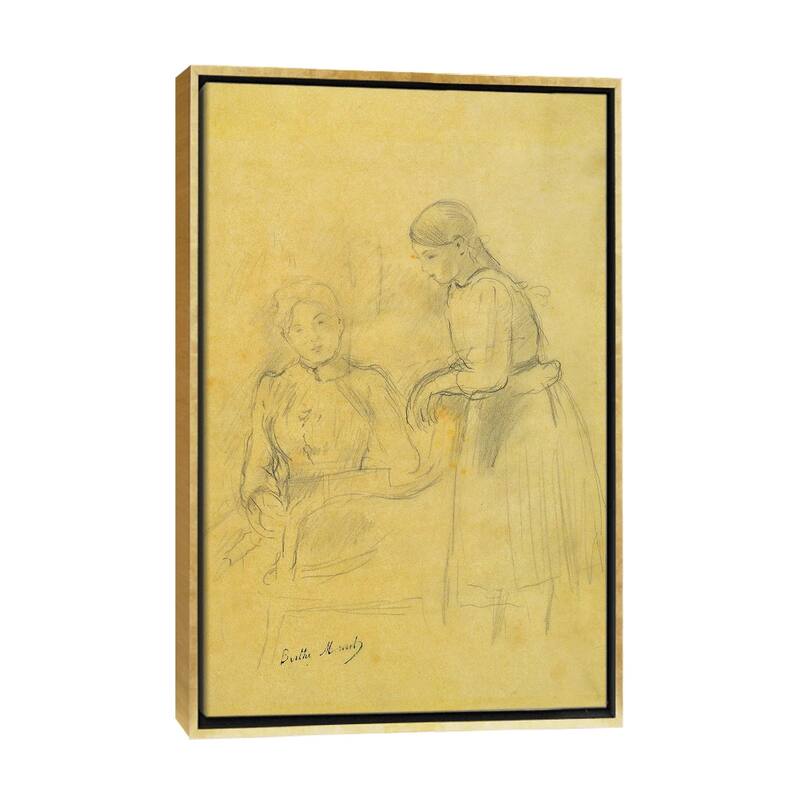 iCanvas "Portrait Of Alice Gamby And Julie Manet, 1889" by Berthe Morisot Framed - Gold - 26x18