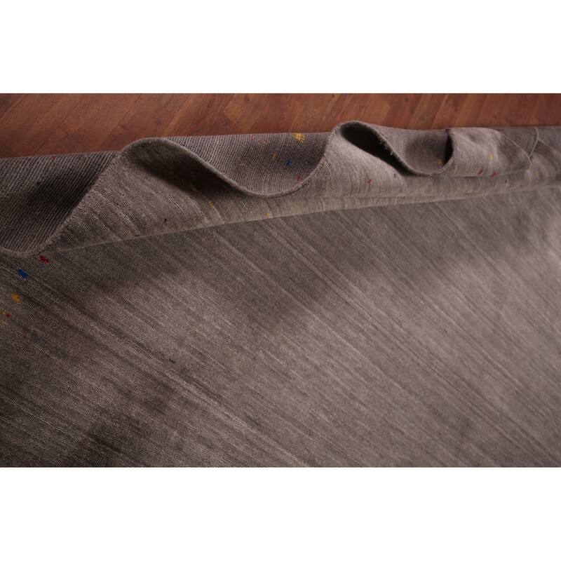 Striped Gabbeh Indian Square Area Rug Hand-Knotted Wool Carpet - 9'9"x 9'9"