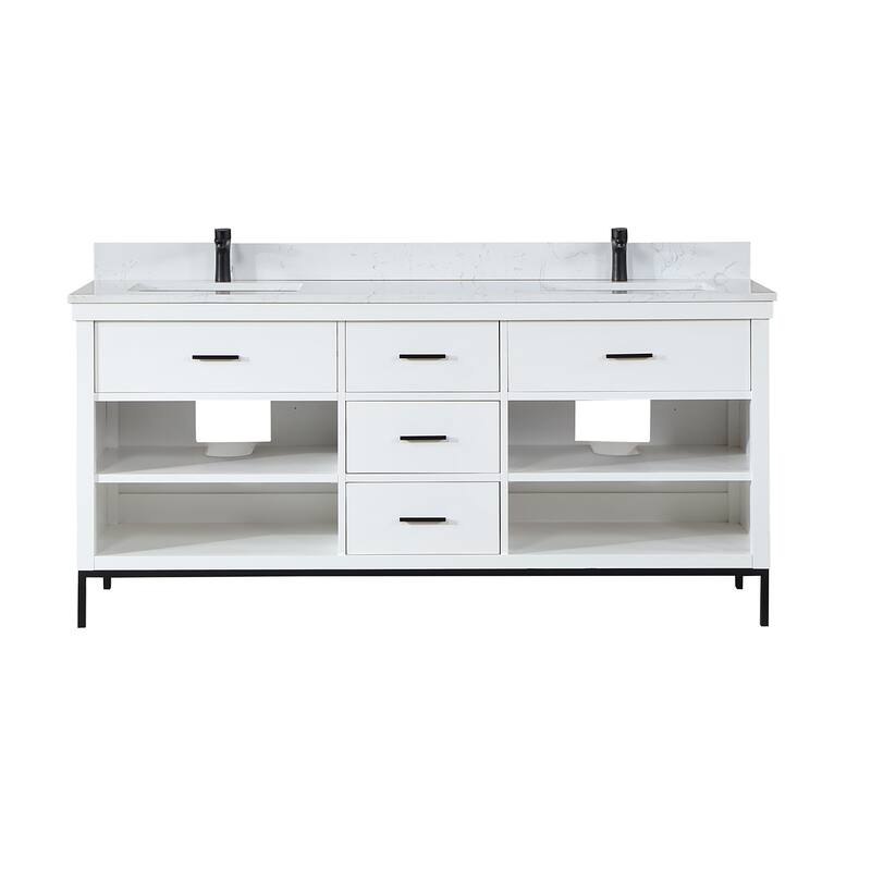 Altair Kesia Bathroom Vanity with White Composite Stone Top without Mirror