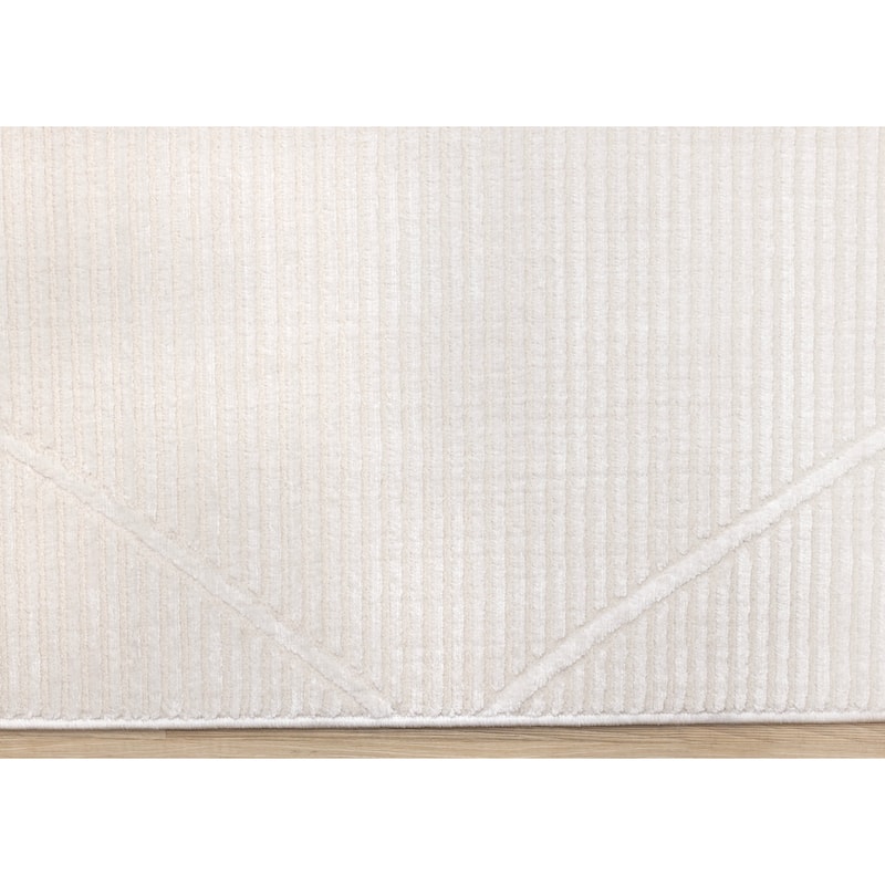 Leonardo White Grey Striped Trellis Neutral Area Rug