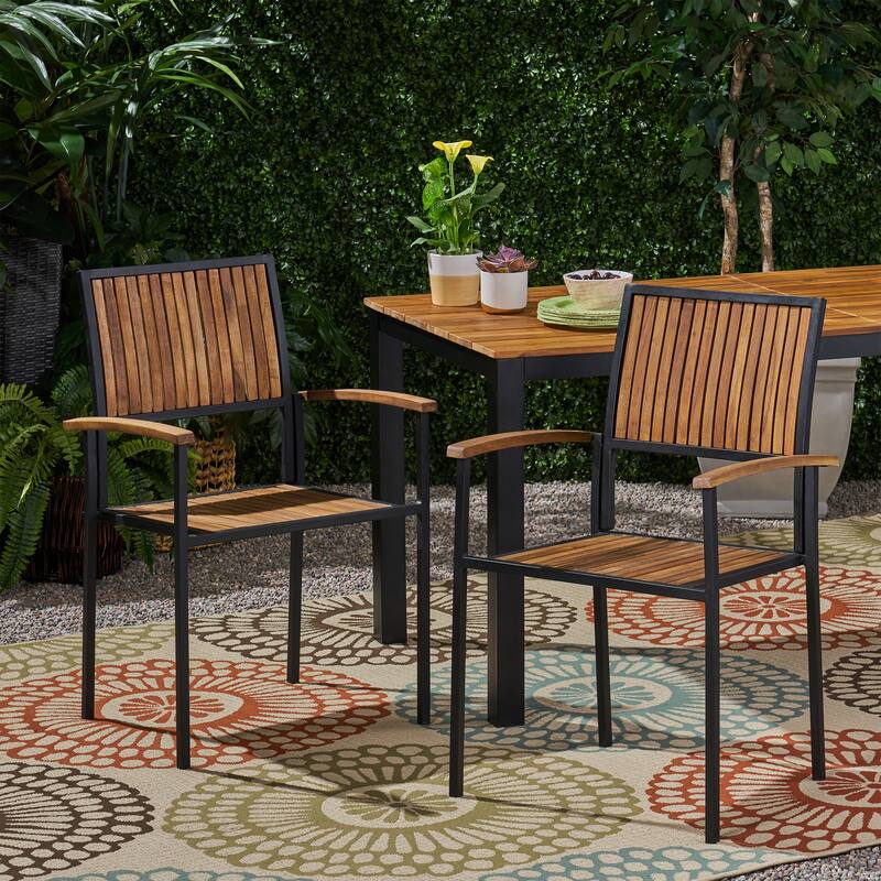 Bridget Outdoor Wood Dining Chair (Set of 2) by Christopher Knight Home