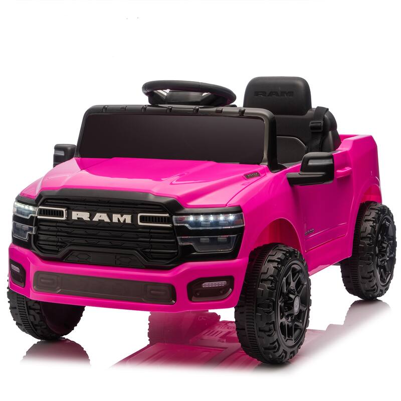Stylish Kids Ride-On Truck with Remote Control, Pink Ride-On Car with Bluetooth Music & LED Headlights