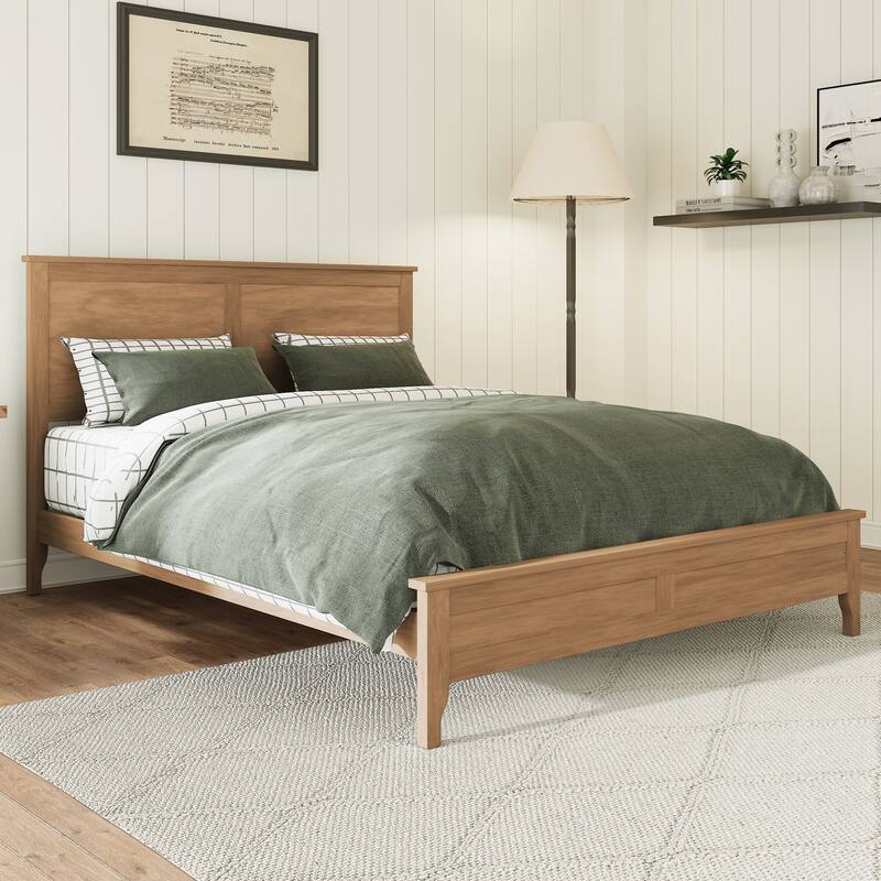 Modern Solid Wood Queen Size Platform Bed