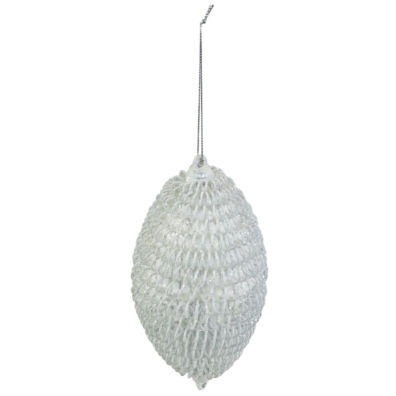 Glitter Finial Christmas Ornament - 5.5" - White