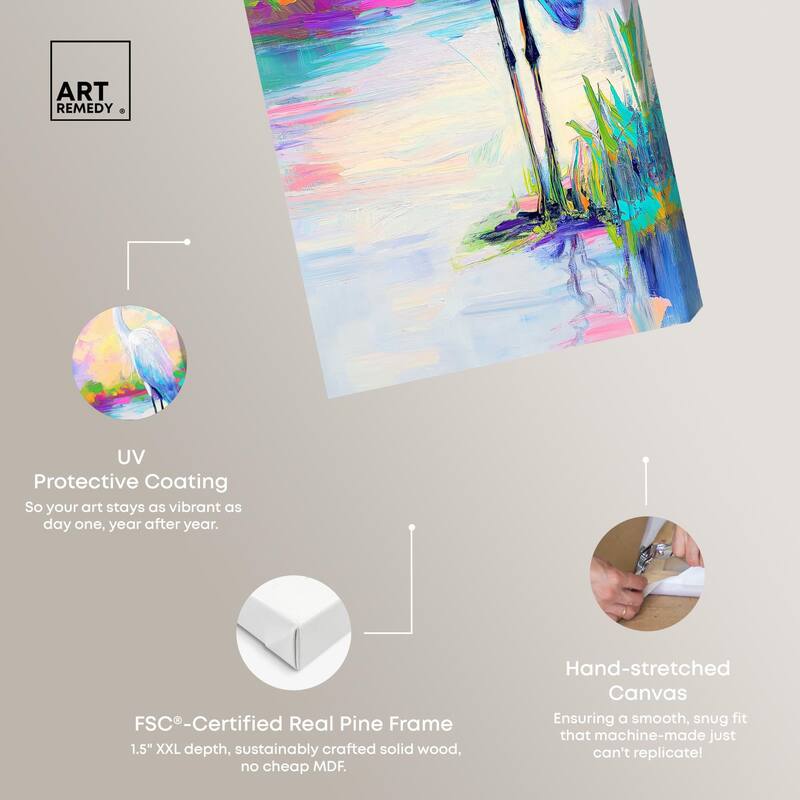 Expressive Egret II Panoramic Canvas by Art Remedy, Gallery Wrapped