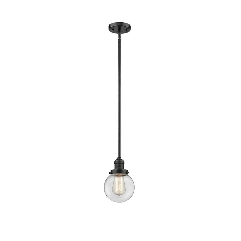 Innovations Lighting Franklin Restoration Beacon 1 Light 6" Stem Hung Mini Pendant - Clear/Oil Rubbed Bronze