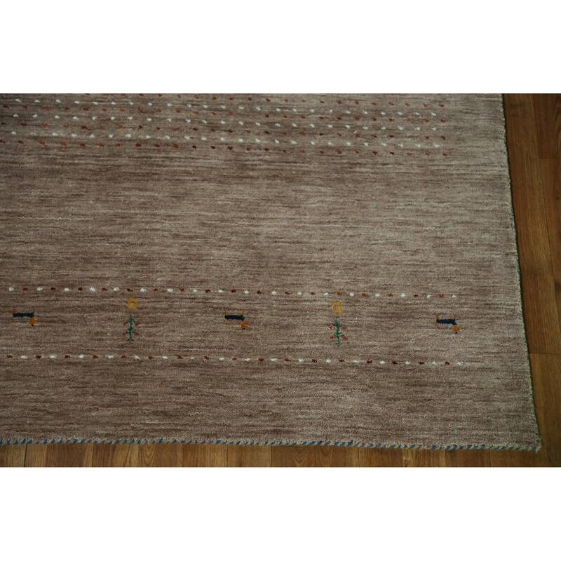 Hand Knotted Oriental 100% Wool Carpet Tribal Animal Pictorial Brown Gabbeh Area Rug - 7' 10'' X 5' 1''