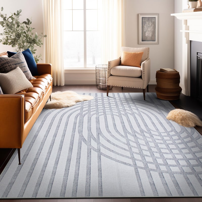 Contemporary Lines Machine Washable Area Rug