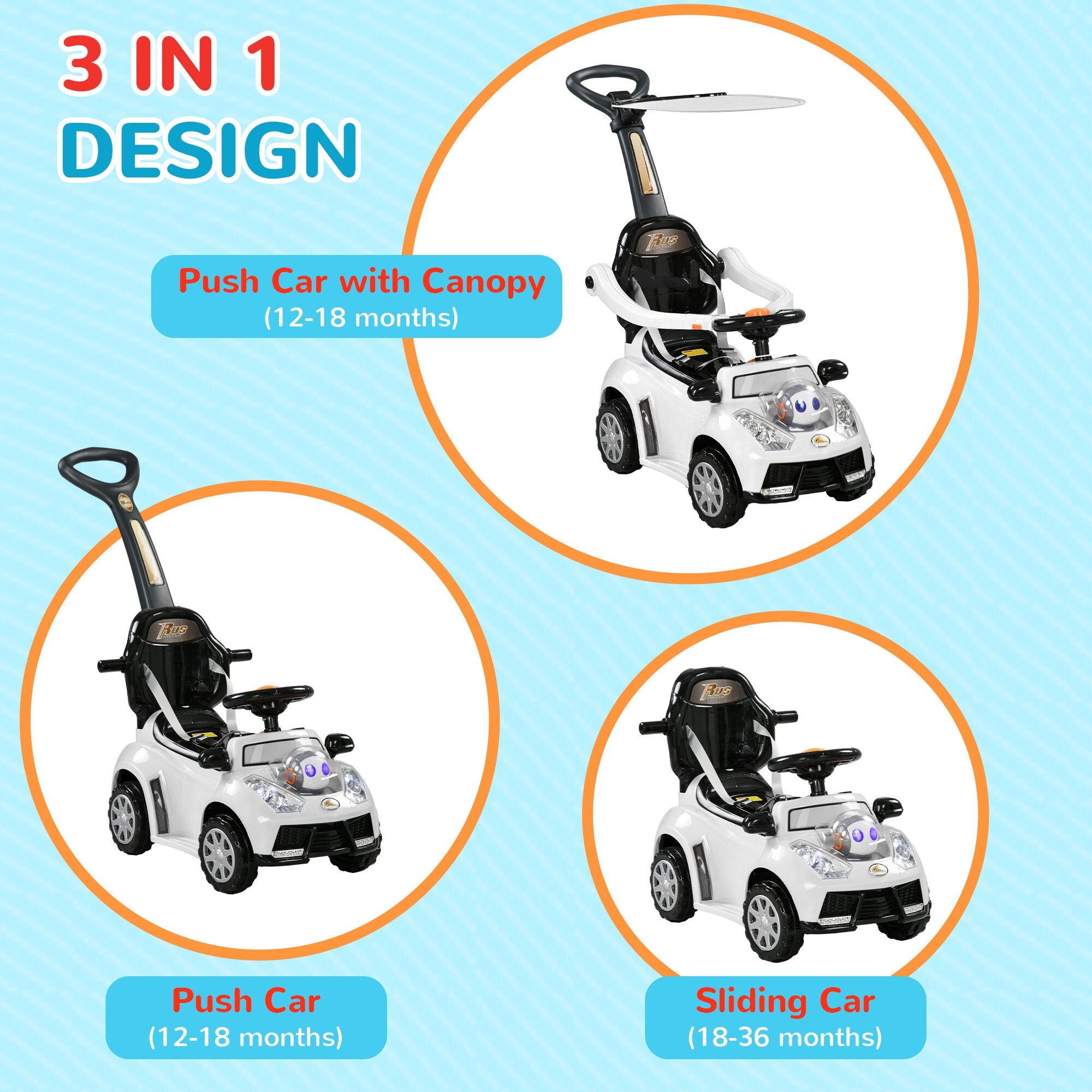 Push buggy with canopy outlet