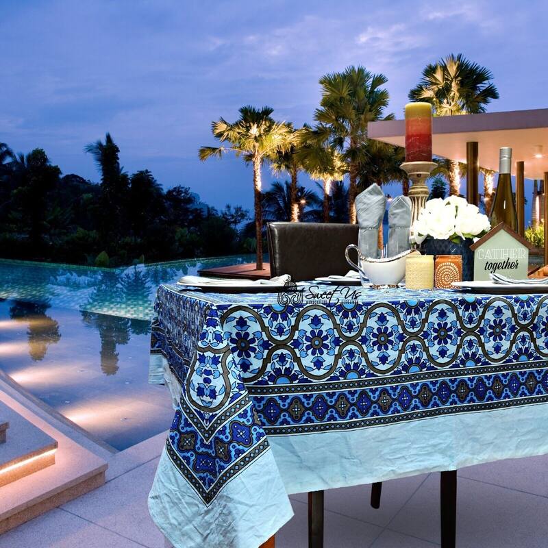 Light weight Cotton Luscious Sunflower Floral Tablecloth Rectangle - 110 x 110 in