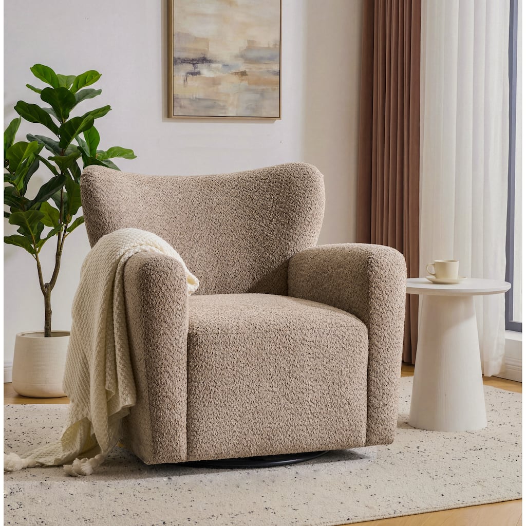 Christopher Knight Home - 360° Swivel Bouclé Wingback Accent Chair