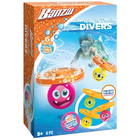 Banzai 6 Piece Whirl 'N Twirl Water/Pool Toy Dive Set
