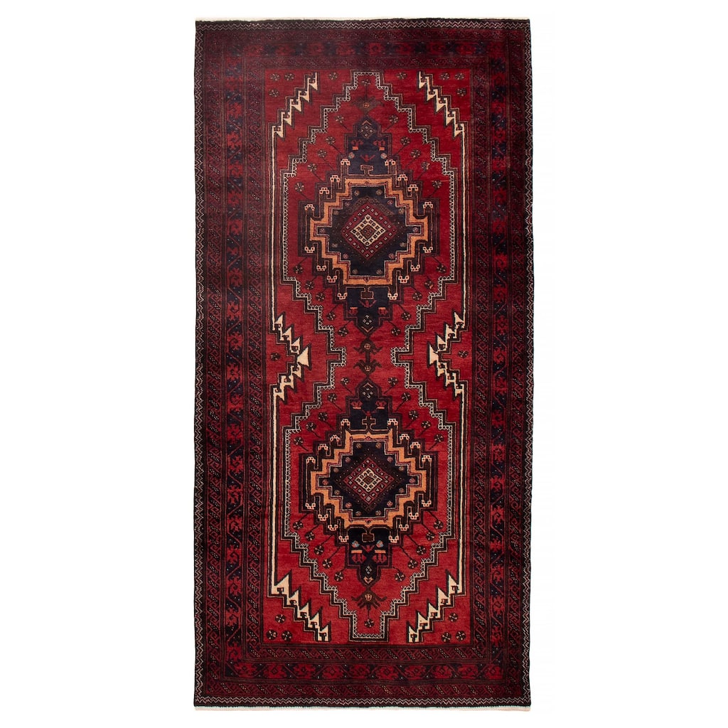 ECARPETGALLERY Hand-knotted Teimani Red Wool Rug - 4'1 x 8'5