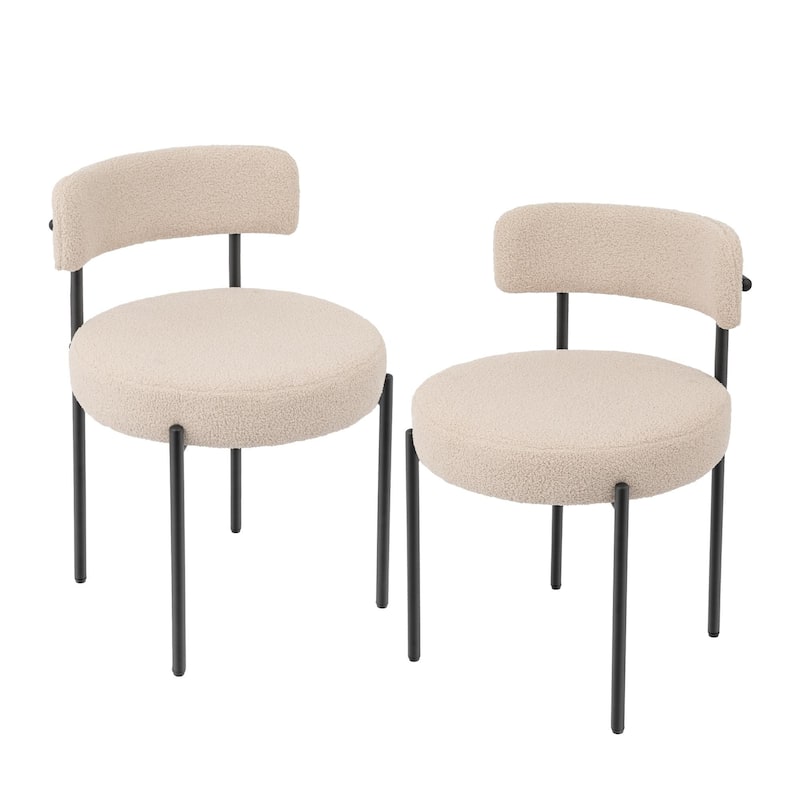 Boucle Upholstered Side Dining Chair Set