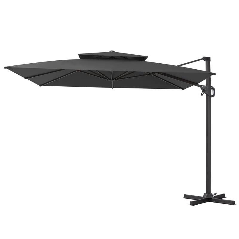 Pellebant 10'X10 FT Outdoor Patio Square Cantilever Umbrella with Double Top - Black