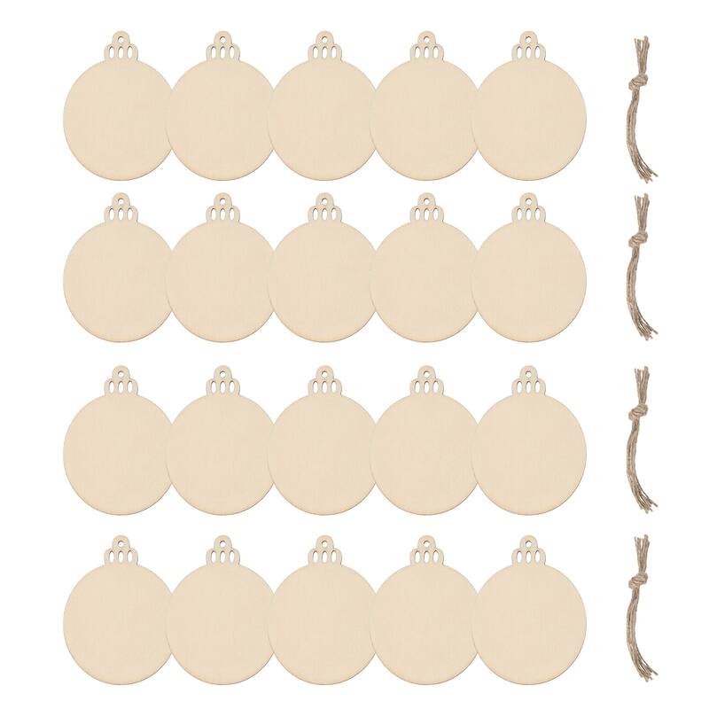 30 Pcs Wooden Christmas Ornaments Paintable Wooden Round Crafts