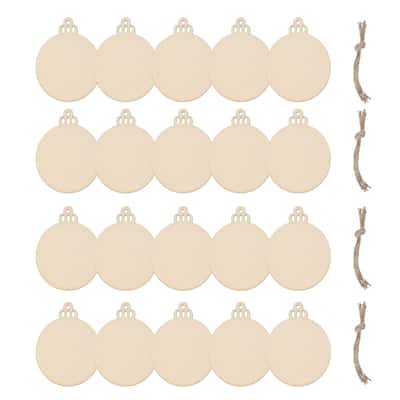 30 Pcs Wooden Christmas Ornaments Paintable Wooden Round Crafts