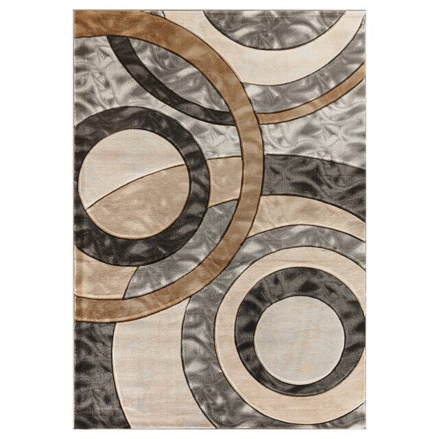 Orelsi Collection Abstract Area Rug - 5' x 7' - Grey/Beige