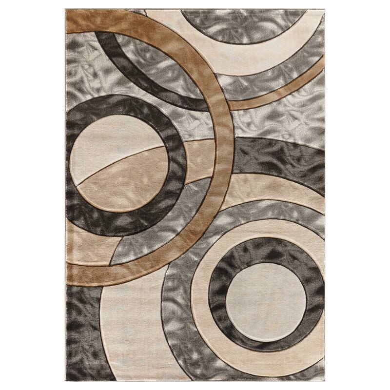 Orelsi Collection Abstract Area Rug - 6'9" x 9'6" - Grey/Beige