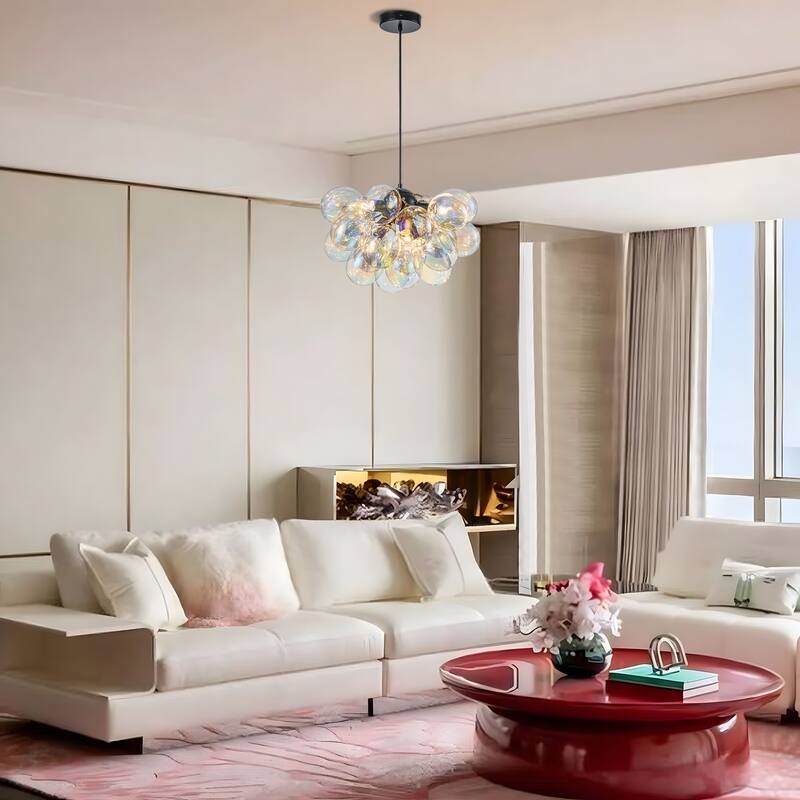 Starsky 6- Light 12in. Modern Glam Glass Bubble Chandelier with 19 Glass Bubbles
