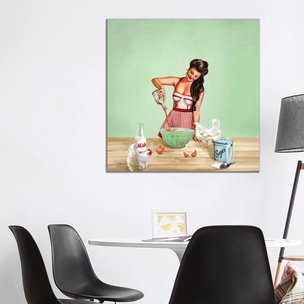 iCanvas "Bourbon Chickens Pinup Tray" by The Whiskey Ginger Canvas Print