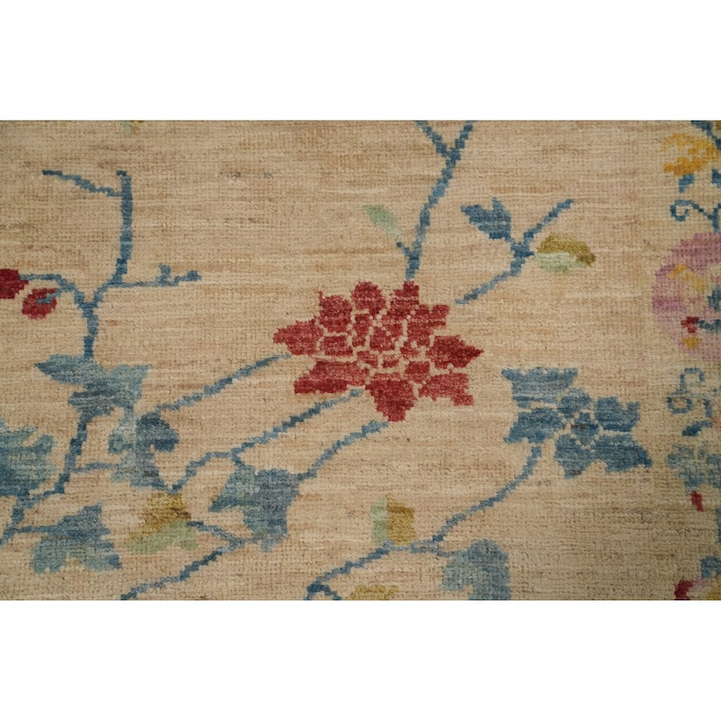 Hand Knotted Oriental 100% Wool Carpet Traditional Floral Beige & Ivories Ziegler Area Rug - 6' 0'' X 2' 9''