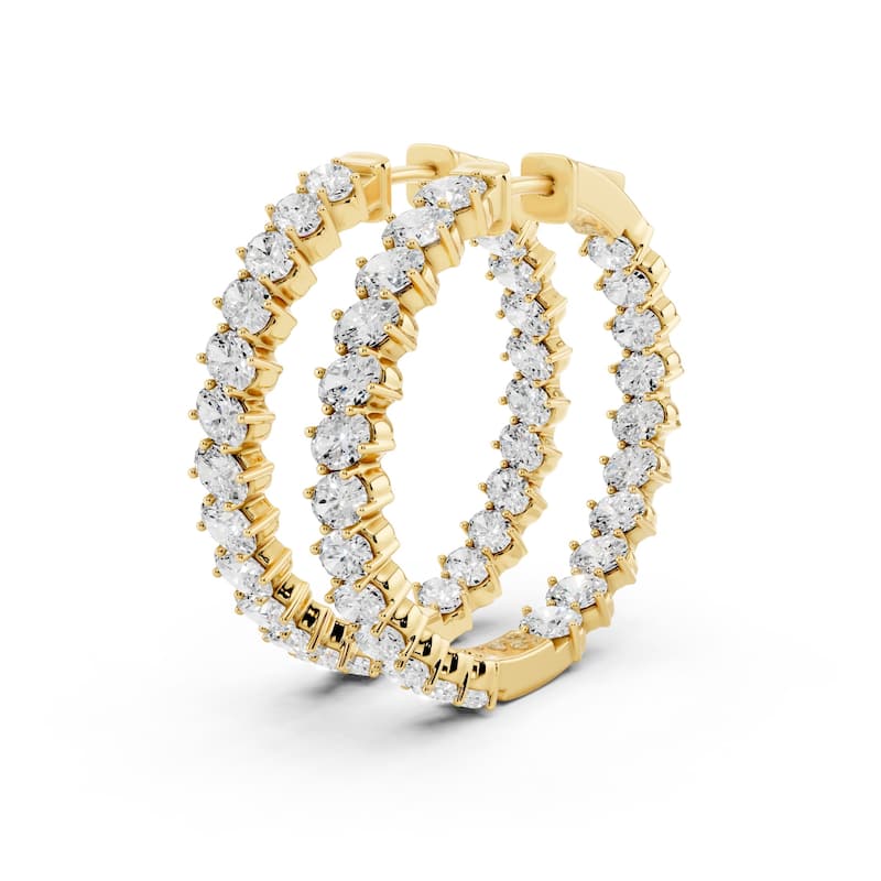 Auriya 14k Gold 4 1/3ctw Oval Hoop Lab Grown Diamond Earrings (F-G VS) - Yellow