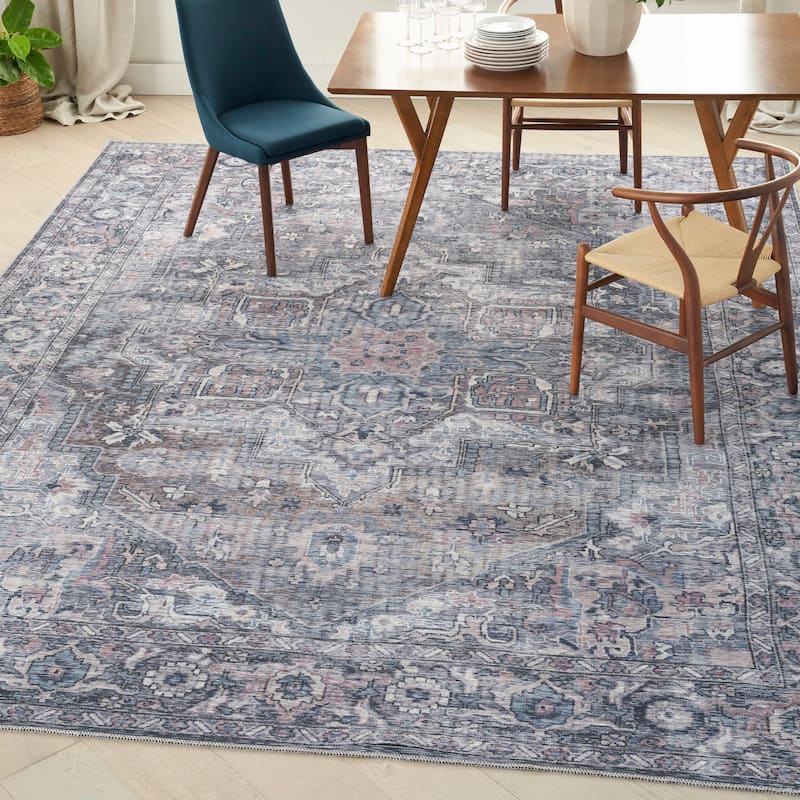 New Concept Washables Persian Boho Machine Washable Area Rug - 9'2" x 12' - Grey