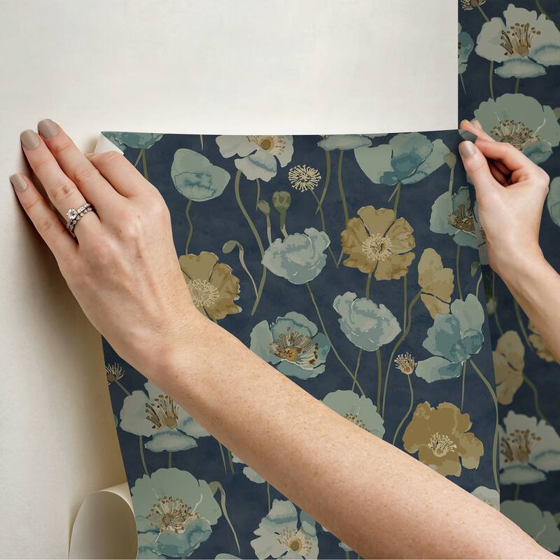 NuWallpaper Adelia Indigo Peel and Stick Wallpaper