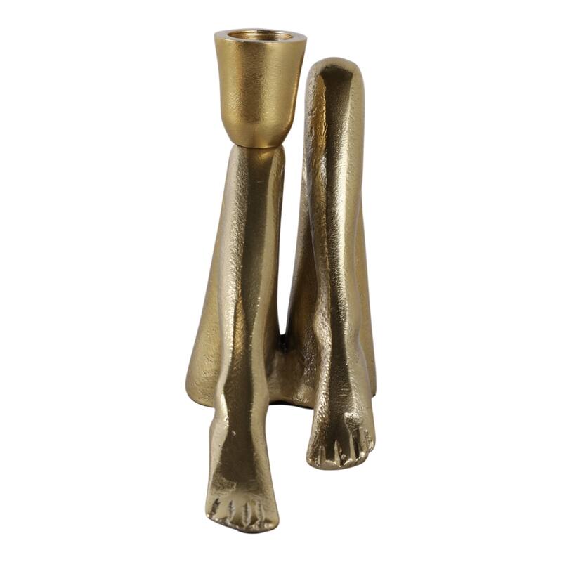 Metal Bent Legs Modern Taper Candle Holder - Gold